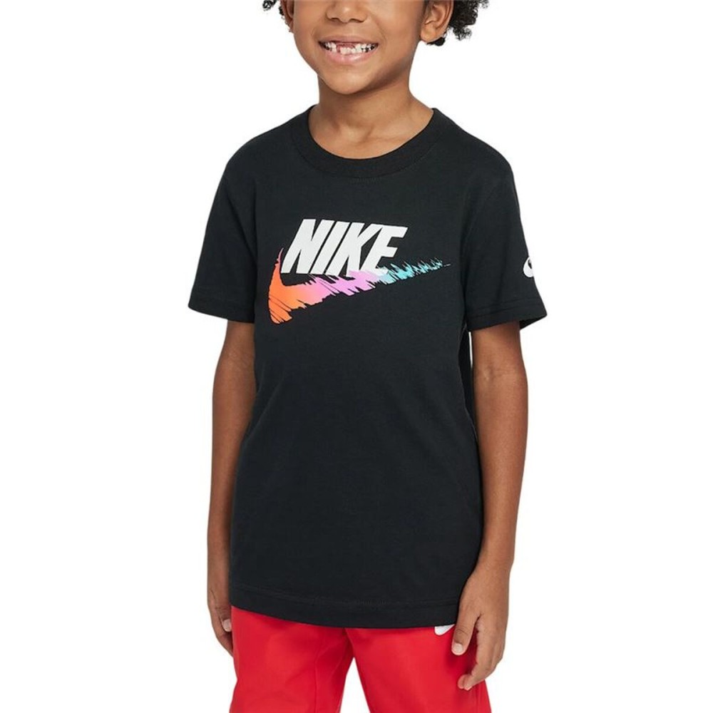Tricou cu Mânecă Scurtă pentru Copii Nike Brandmark Swoosh Negru
