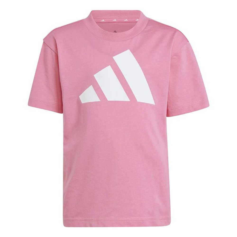Tricou cu Mânecă Scurtă pentru Copii Adidas Essentials Big Logo Alb Roz