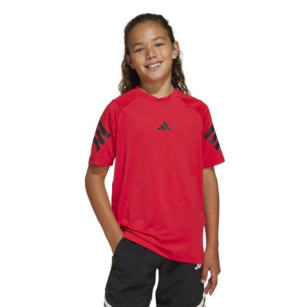 Tricou cu Mânecă Scurtă pentru Copii Adidas All Sports Negru Roșu