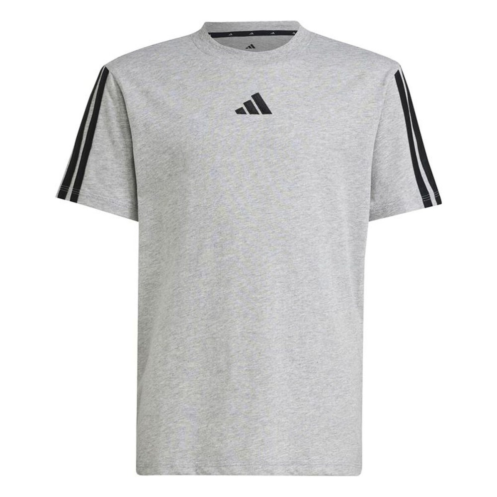 Tricou cu Mânecă Scurtă pentru Copii Adidas 3stripes Negru Gri deschis