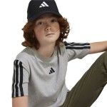 Tricou cu Mânecă Scurtă pentru Copii Adidas 3stripes Negru Gri deschis