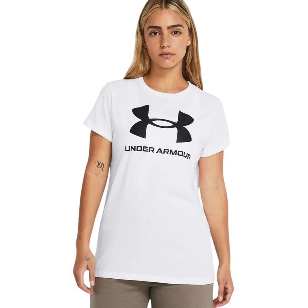 Tricou cu Mânecă Scurtă Femei Under Armour UA Sportstyle Logo Alb