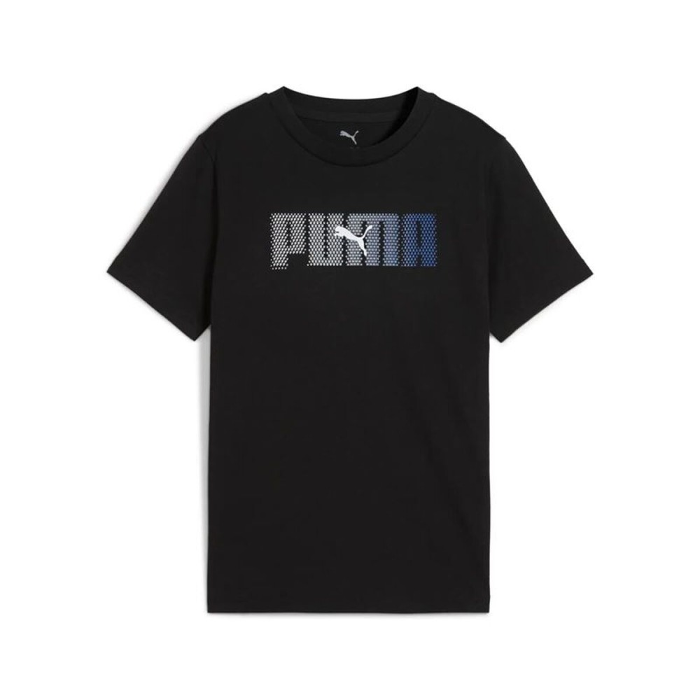 Tricou cu Mânecă Scurtă pentru Copii Puma Essentials Logo Lab B Negru