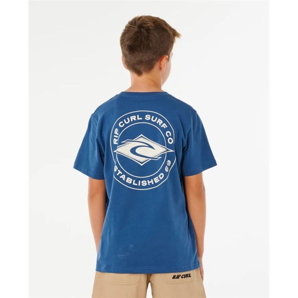 Tricou cu Mânecă Scurtă pentru Copii Rip Curl Stapler Albastru Bleumarin