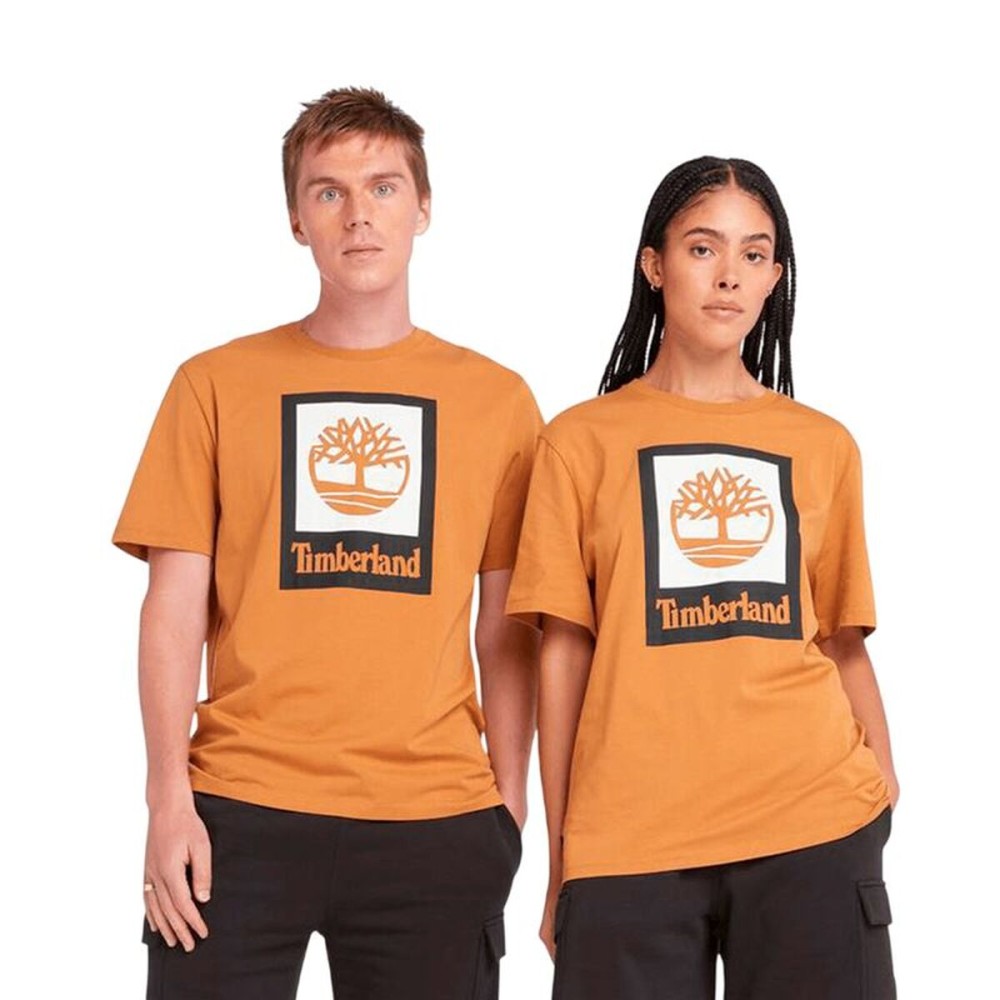 Tricou cu Mânecă Scurtă Bărbați Timberland Stack Logo Colored Short Sleeve Portocaliu