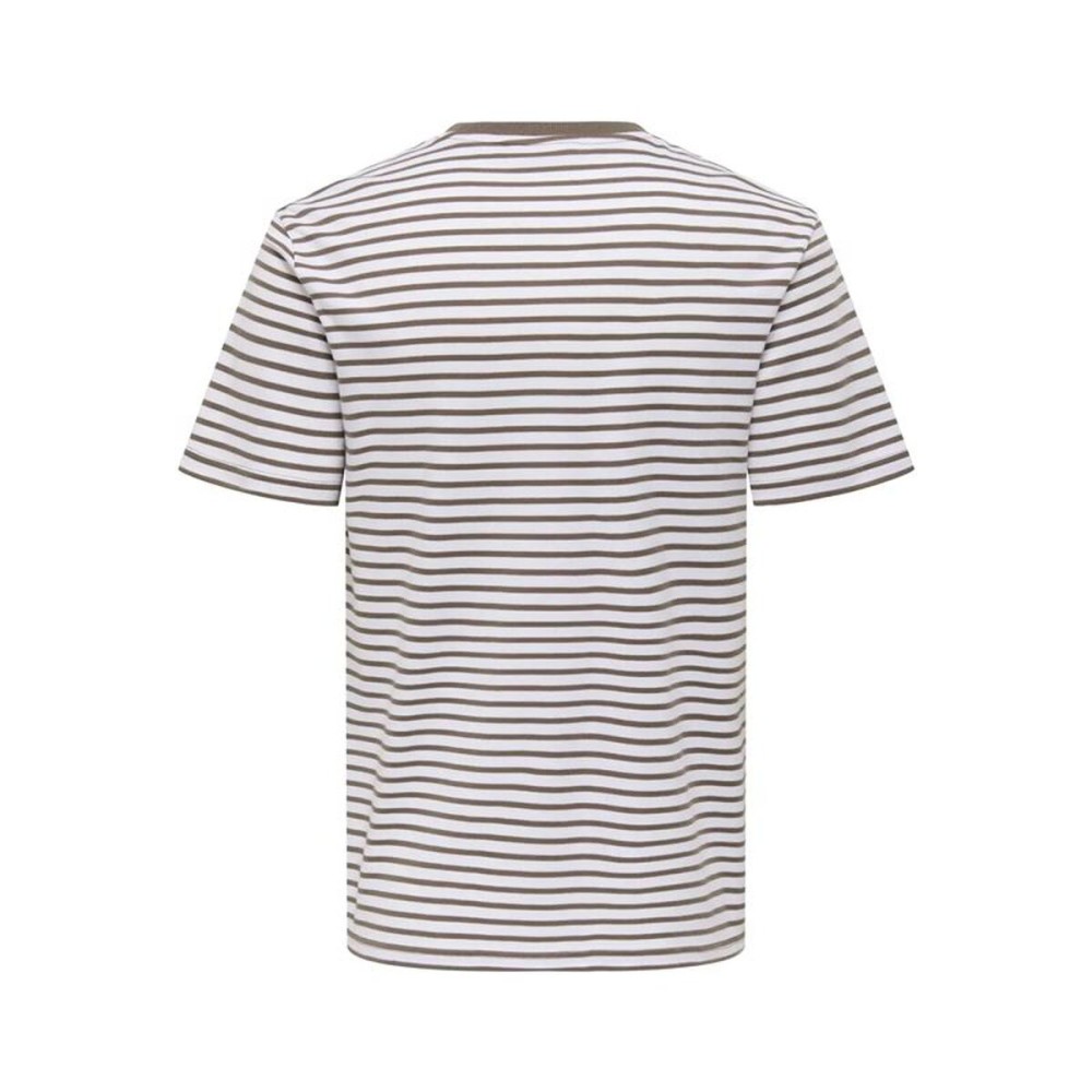 Tricou cu Mânecă Scurtă Bărbați Only & Sons Onsdawson Reg Stripe Maro Deschis