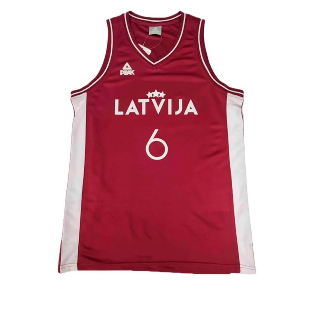 Tricou de baschet Peak Latvija 6 - Porzingis Alb Maro