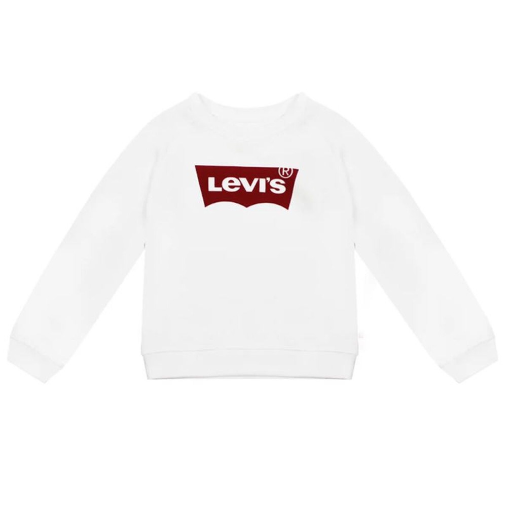 Hanorac fără glugă pentru fete Levi's Key Item Logo Crew Alb