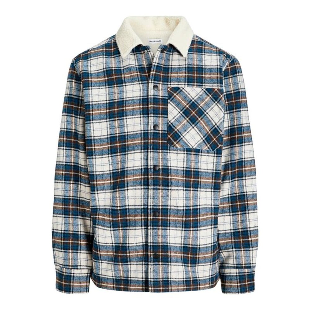 Cămașă cu Mânecă Lungă Bărbați Jack & Jones Jjzac Teddy Overshirt Ls Albastru închis