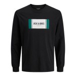 Tricou cu Mânecă Lungă Bărbați Jack & Jones Jjhayato Ls Crew Negru