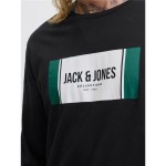 Tricou cu Mânecă Lungă Bărbați Jack & Jones Jjhayato Ls Crew Negru