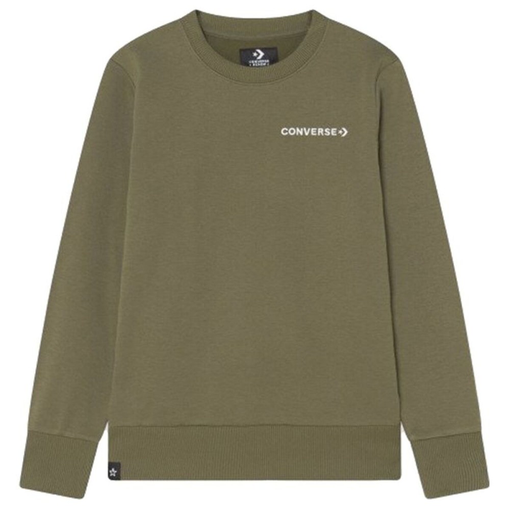 Hanorac fără Glugă Copii Converse Wordamark Verde inchis