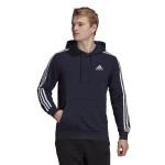 Hanorac cu Glugă Bărbați Adidas Essentials 3 Bandas Albastru închis