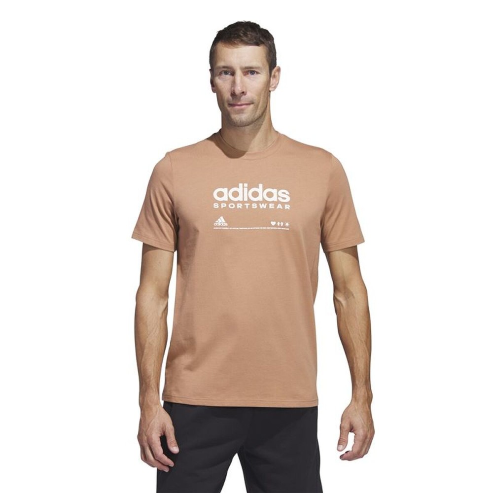 Tricou cu Mânecă Scurtă Bărbați Adidas Lounge Maro Deschis
