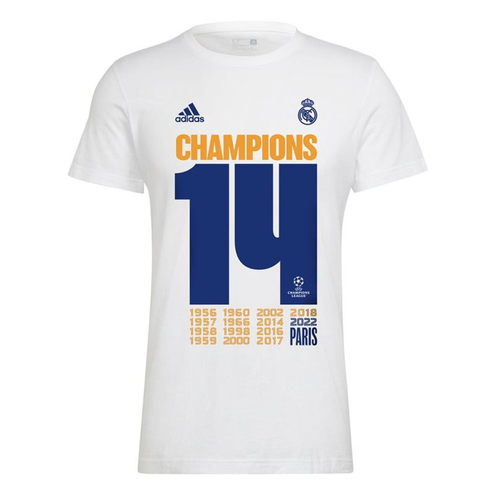 Tricou cu Mânecă Scurtă Bărbați Real Madrid C.F. Champions 2022 Alb