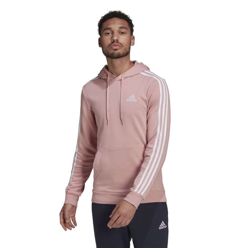 Hanorac cu Glugă Bărbați Adidas Essentials 3 Bandas Roz deschis