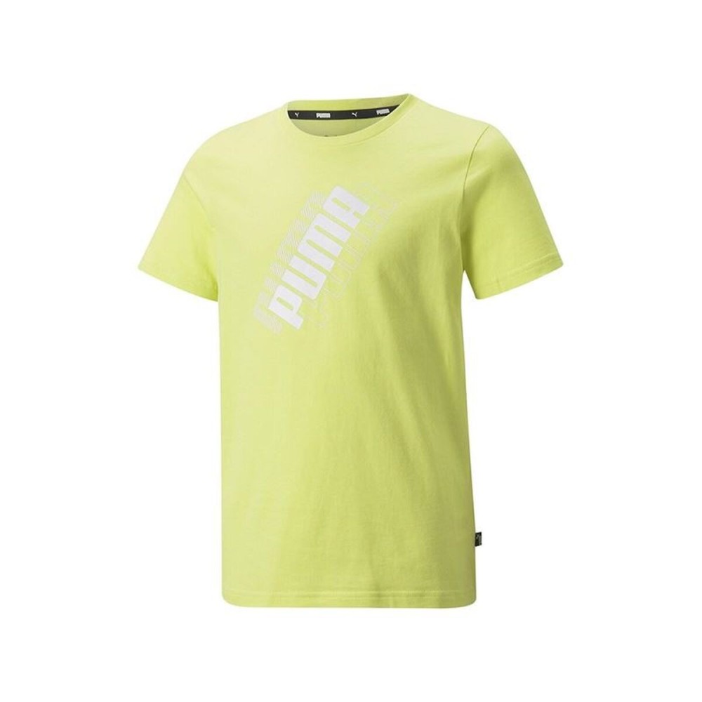 Tricou cu Mânecă Scurtă pentru Copii Puma Power Logo Boys Green Galben