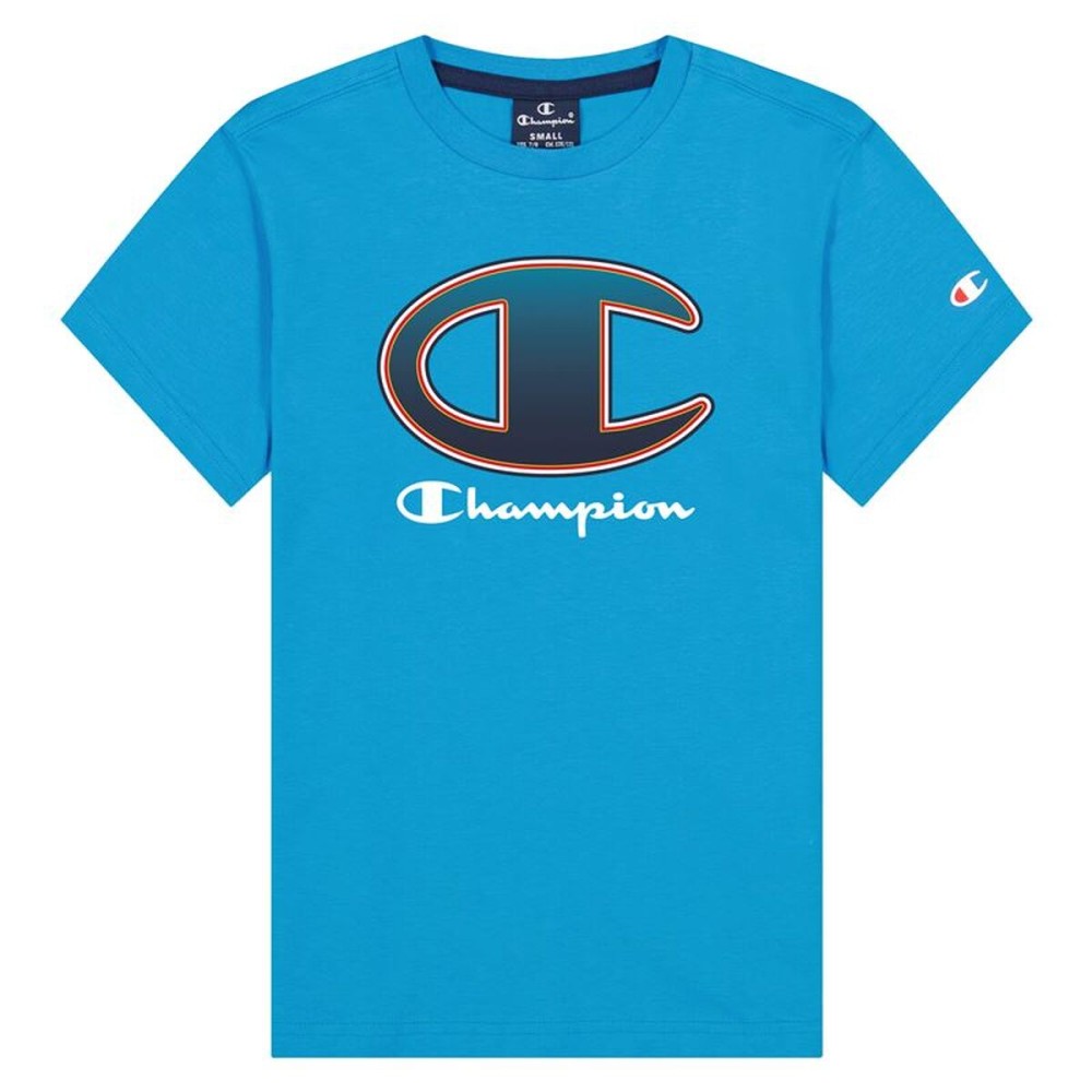 Tricou cu Mânecă Scurtă pentru Copii Champion Crewneck Big Logo Boy Blue Albastru