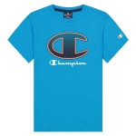 Tricou cu Mânecă Scurtă pentru Copii Champion Crewneck Big Logo Boy Blue Albastru