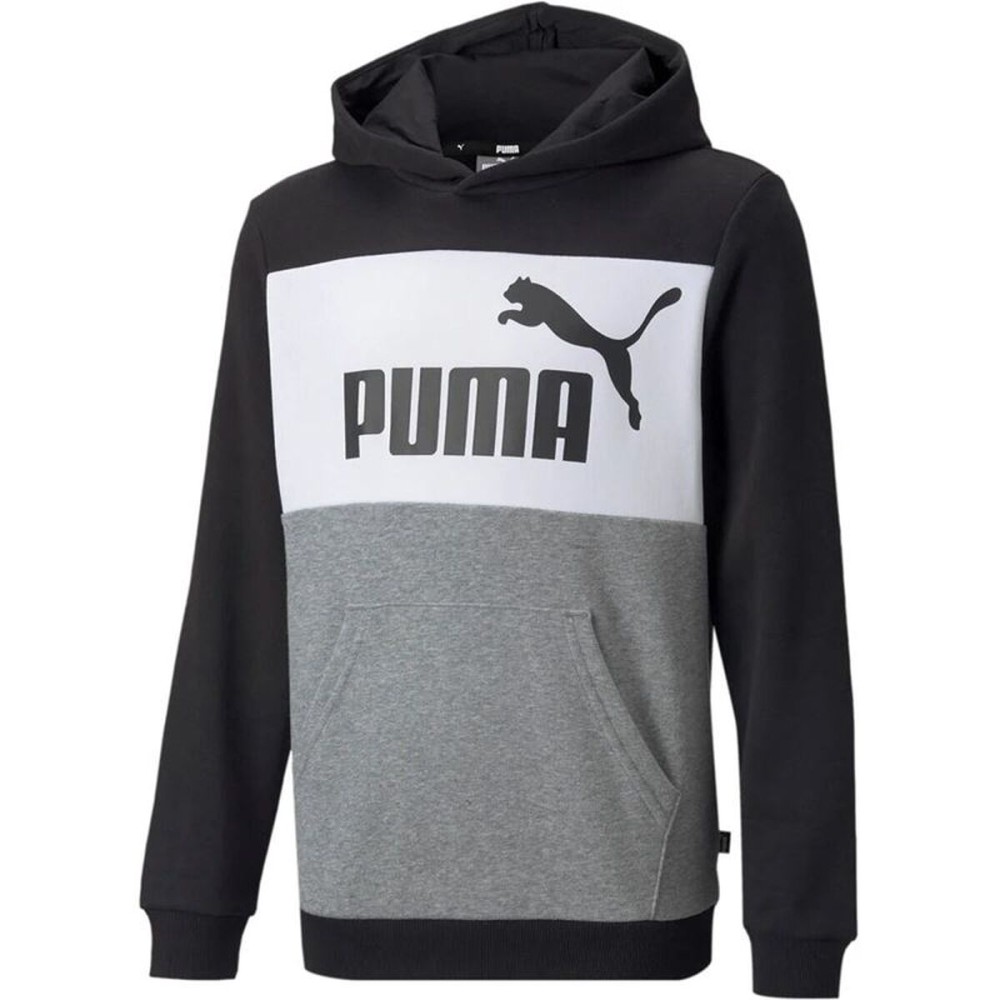 Hanorac cu Glugă Copii Puma Essential Colorblock Boys Black Negru