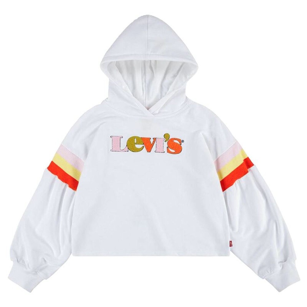 Hanorac cu glugă pentru fete Levi's Full Sleeve High Rise Girl Alb