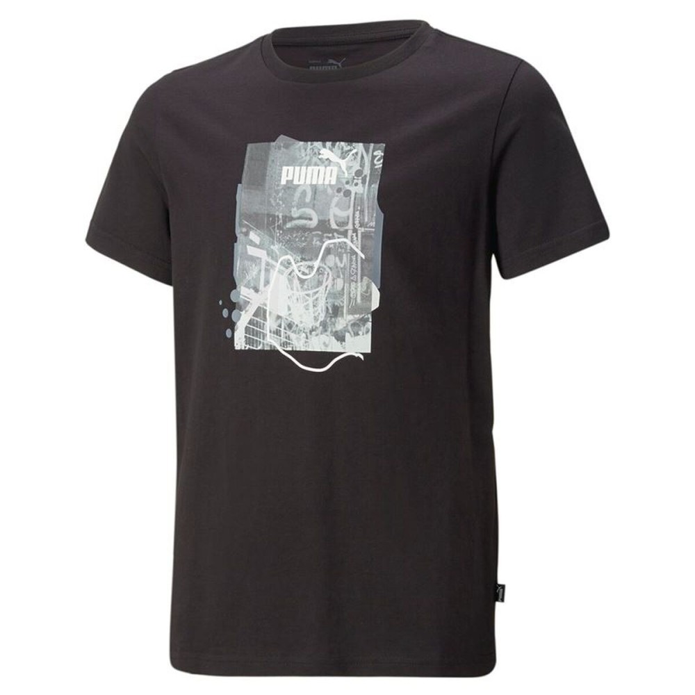 Tricou cu Mânecă Scurtă pentru Copii Puma Essentials+ Street Art Grap Negru