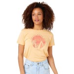 Tricou cu Mânecă Scurtă Femei Rip Curl Re-Entry Crew Neck Bej