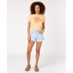 Tricou cu Mânecă Scurtă Femei Rip Curl Re-Entry Crew Neck Bej