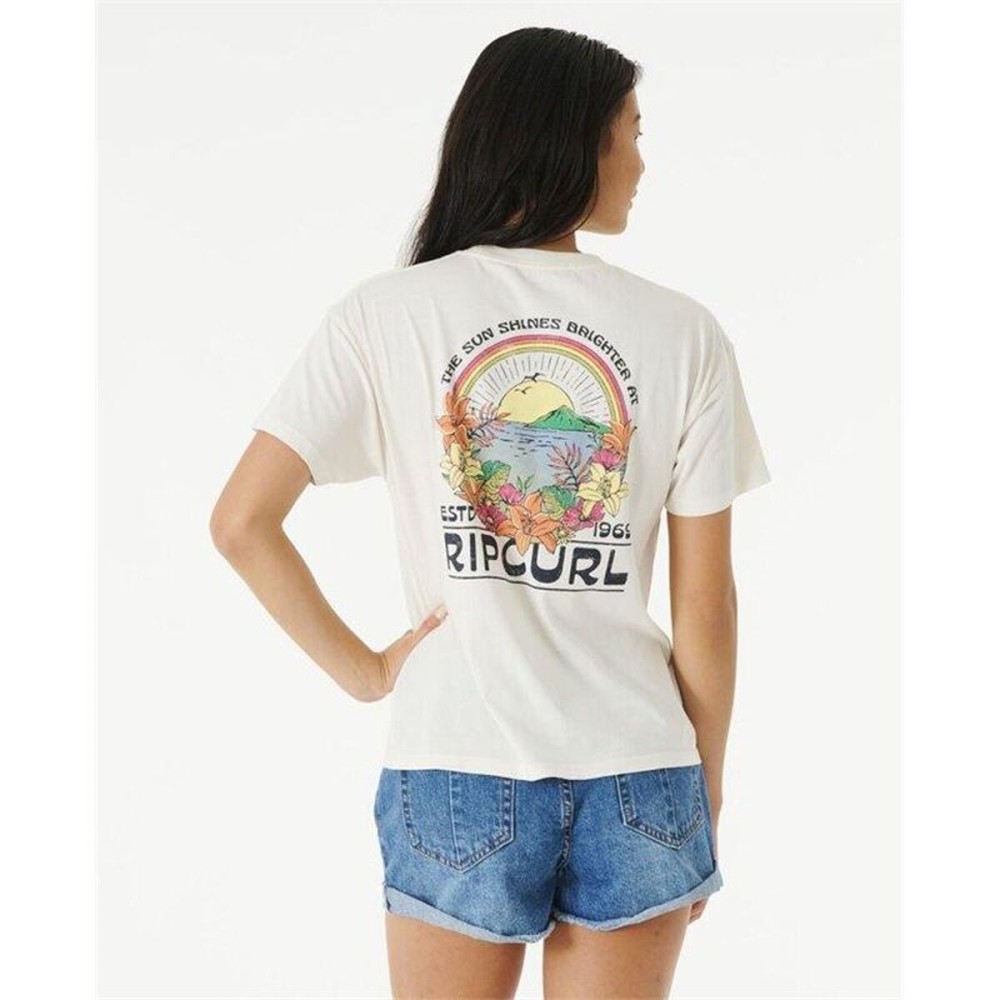 Tricou cu Mânecă Scurtă Femei Rip Curl Brighter Sun Relaxed Alb