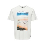 Tricou cu Mânecă Scurtă Bărbați Only & Sons Onskolton Reg Beach Alb
