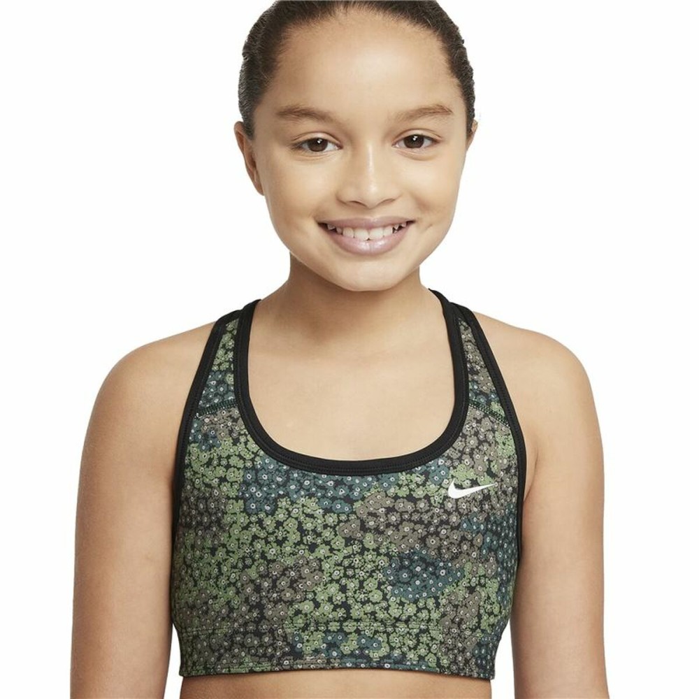 Sutien Sport Nike Dri-FIT Swoosh Negru/Verde Infantil