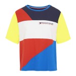 Tricou cu Mânecă Scurtă Femei Tommy Hilfiger Colour-Blocked Albastru