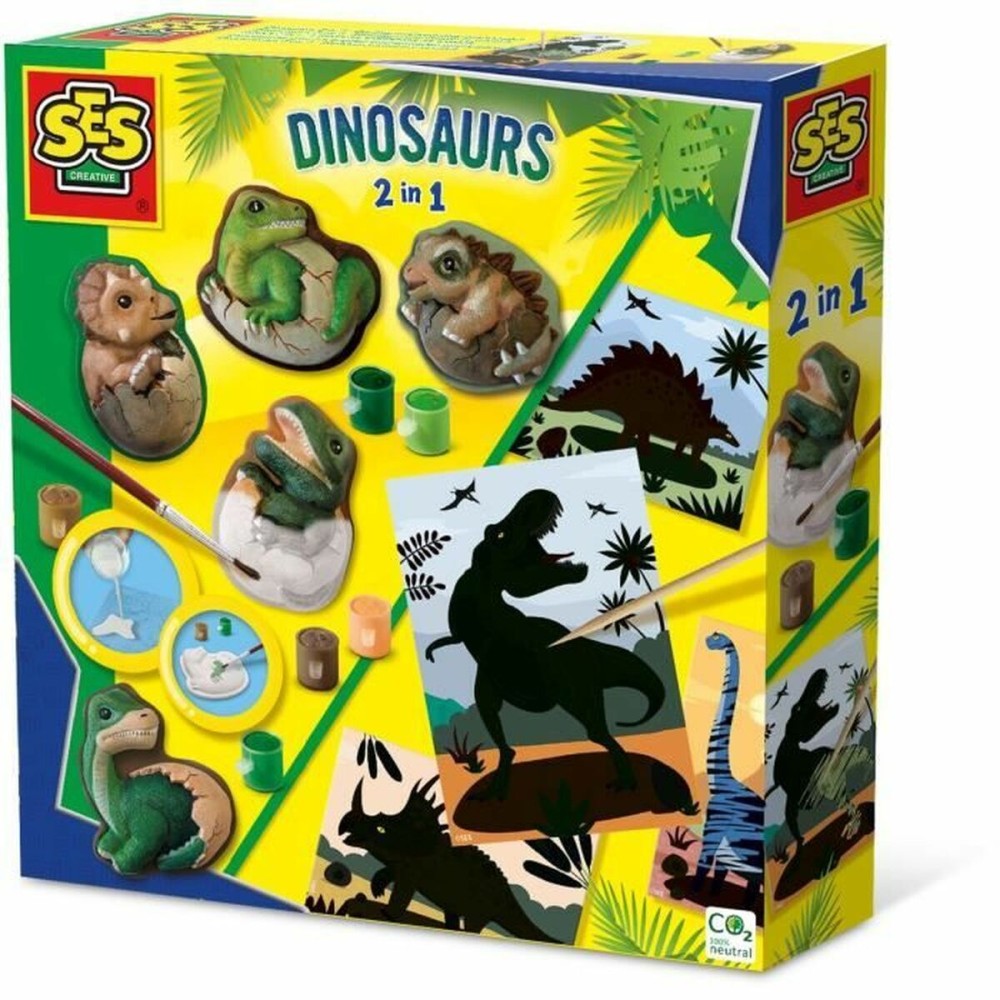 Set pentru desen SES Creative 2 in 1 Dinosaurs