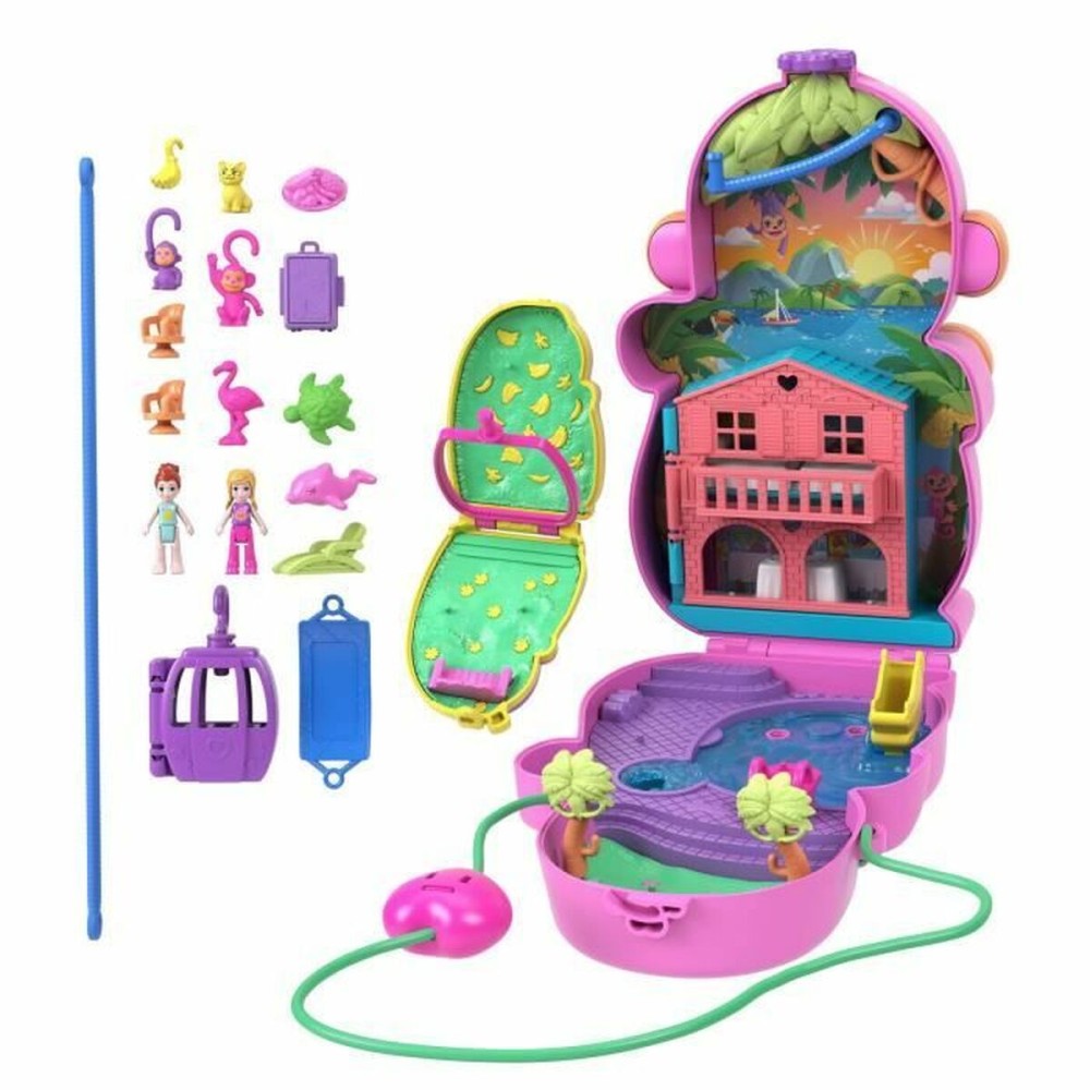 Păpușă bebeluș cu accesorii Polly Pocket Mommy Monkey and Baby