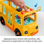 Figurine de Acțiune Fisher-Price Little People-El autobús escolar-Vehículo de empuje musical HYT03