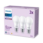 Bec LED Philips A67 Alb E 100 W E27 3 Unități (4000 K)