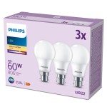Bec LED Philips 60 W Mat Alb cald F 8 W 60 W B22 3 Unități (2700 K)