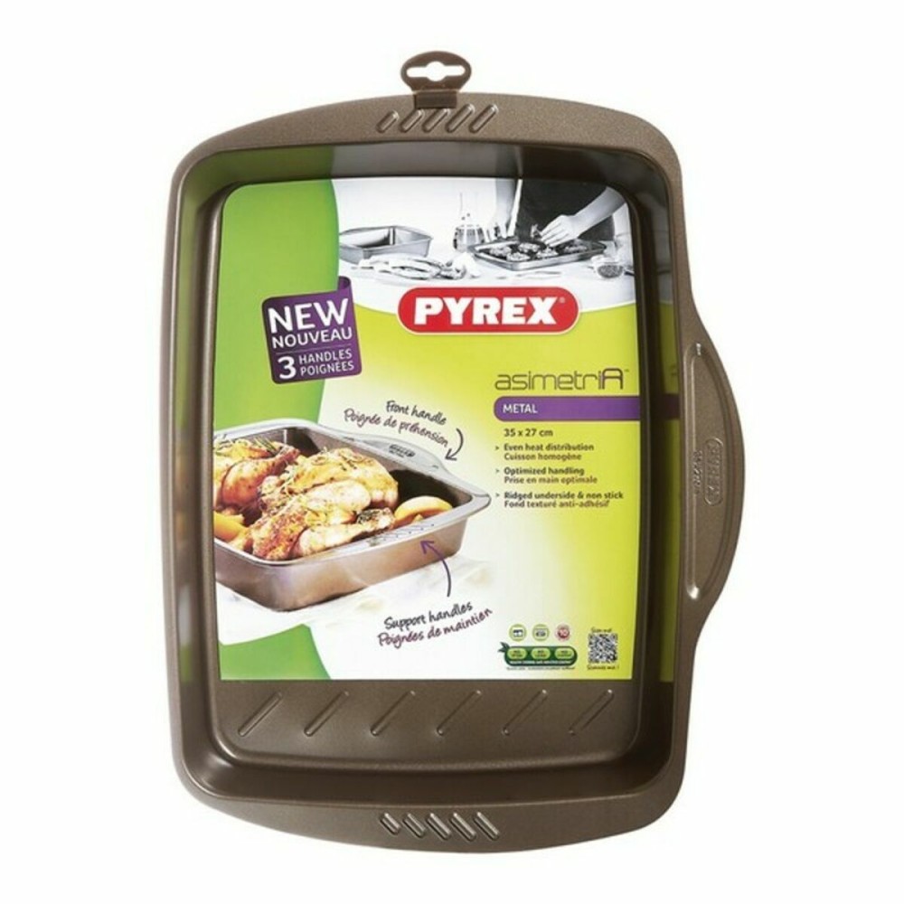 Tavă pentru Cuptor Anti-lipire Pyrex Maro Negru Metal Oțel