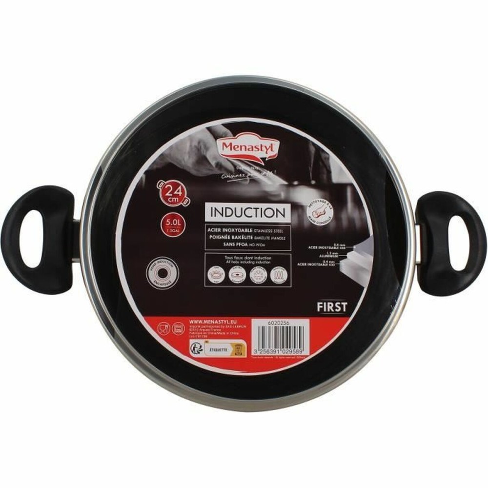 Caserolă Menastyl Gri 5 L Ø 24 cm