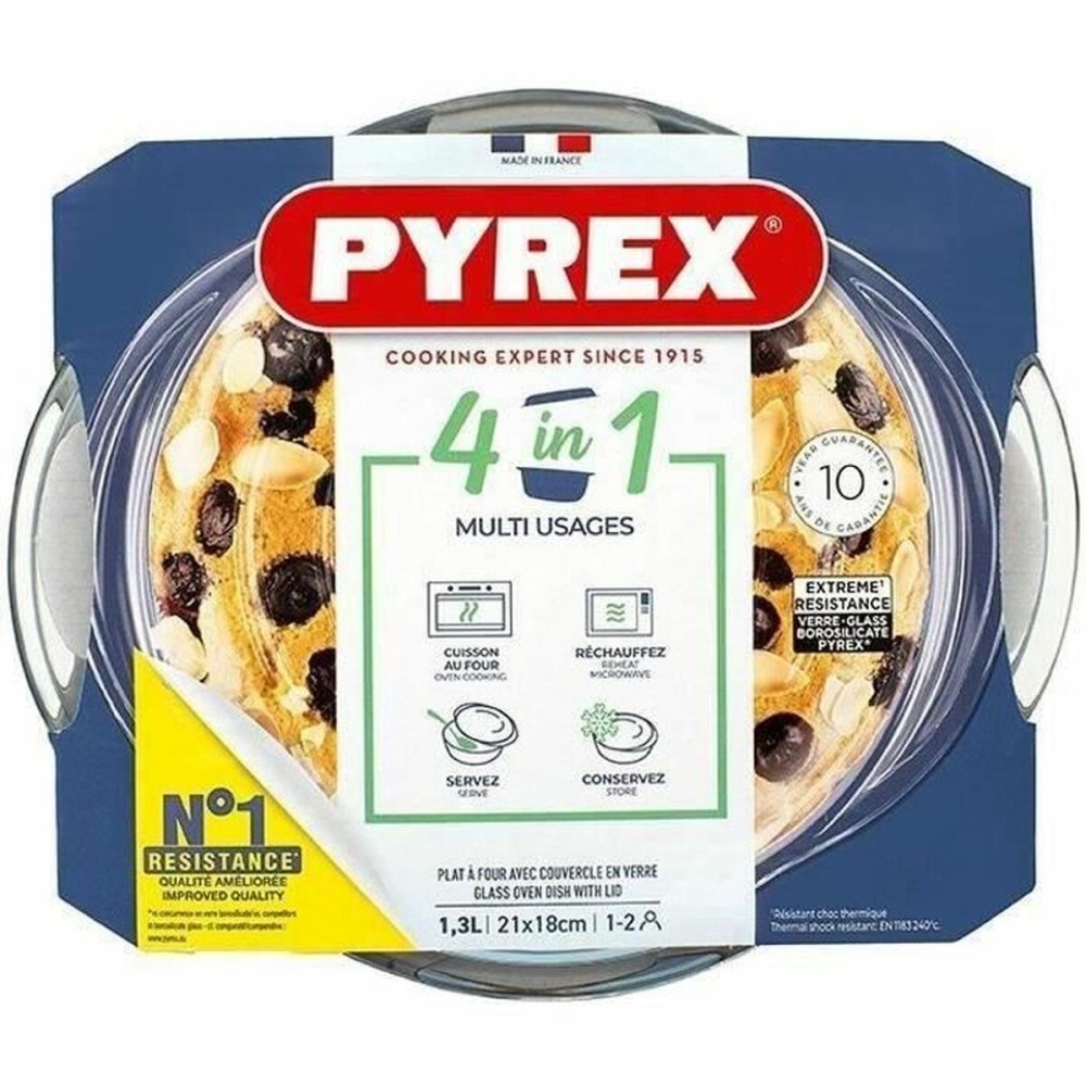 Caserolă Cu Capac Pyrex 1,4 L 18 x 9 x 21 cm Alb Transparent Sticlă