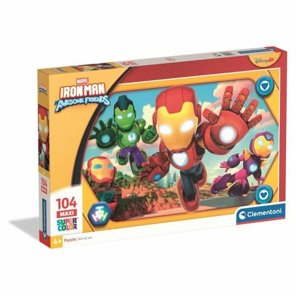 Puzzle Clementoni Maxi - Iron Man and his awesome friends 62 x 42 cm 104 Piese