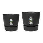 Set de ghivece Elho Negru Plastic Rotund 2 Piese