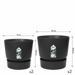 Set de ghivece Elho Negru Plastic Rotund 2 Piese