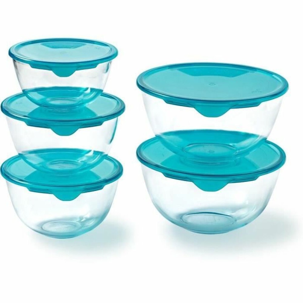 Set de Cutii pentru Prânz Pyrex Transparent Turquoise 5 Piese