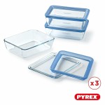 Set de Cutii pentru Prânz Pyrex Albastru Transparent 2,6 L 3 Piese