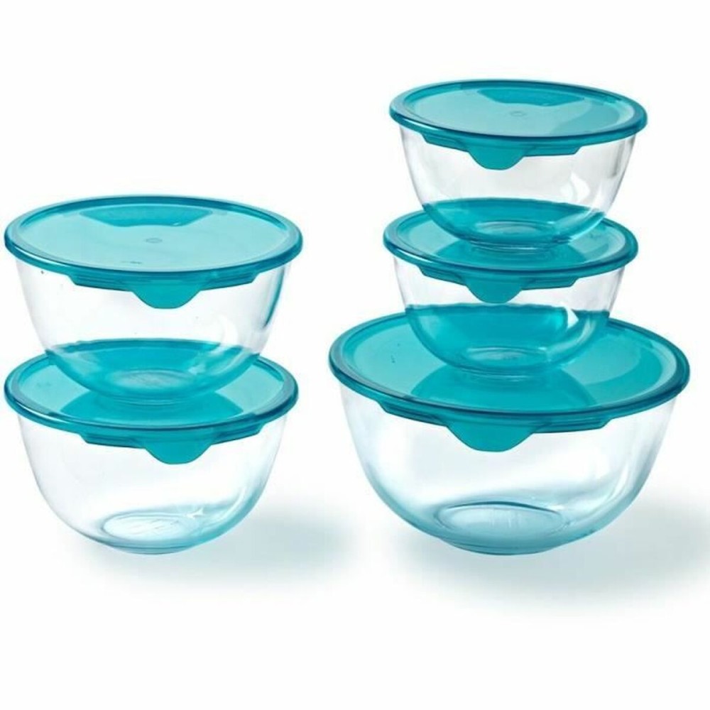 Set de Cutii pentru Prânz Pyrex Transparent Turquoise 5 Piese