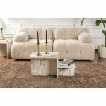 Masa de Cafea Harmony Alb Gri 80 x 40 x 40 cm Marmură