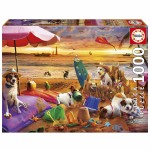 Puzzle Educa Perros jugando en la playa 1000 Piese