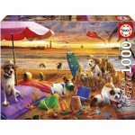 Puzzle Educa Perros jugando en la playa 1000 Piese