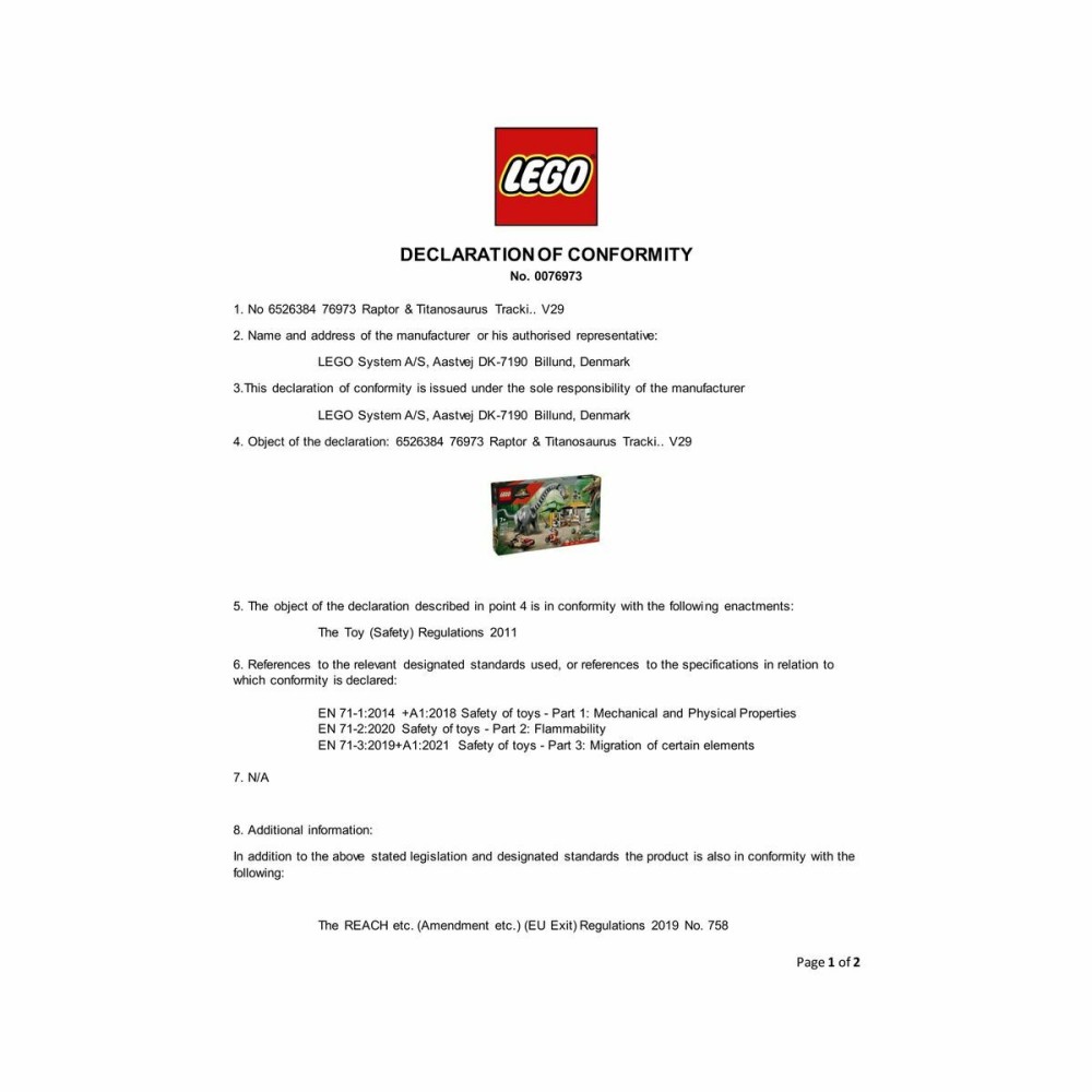 Set de Construcție Lego JURASSIC WORLD 76973 Raptor & Titanosaurus Tracking Mission